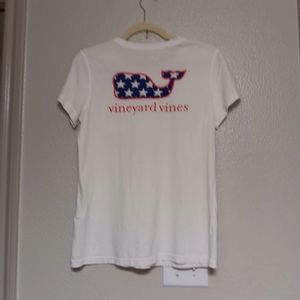 VINEYARD VINES classic white cotton whale logo graphic pocket tee, S
